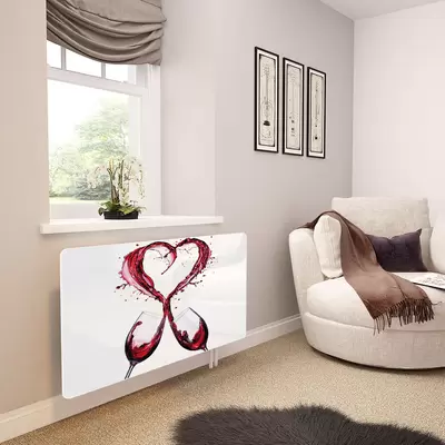 Glass Radiator Cover in Wine Splash Heart - Large