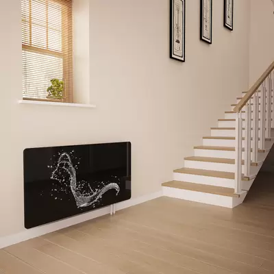 Glass Radiator Cover in Splash On Black - Extra Large