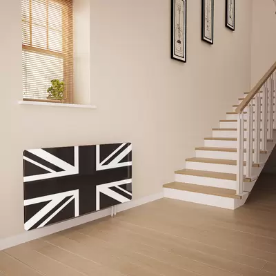 Glass Radiator Cover in Black N White Union Jack - Small