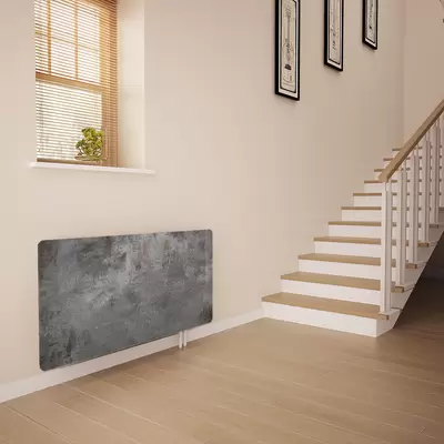 Glass Radiator Cover in Polished Concrete - Medium