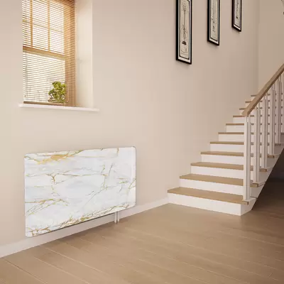 Glass Radiator Cover in White Gold Veins - Small