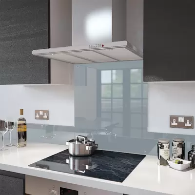 Squirrel Grey - Kitchen Glass Splashback With Fixing Holes - 60cm Wide x 75cm High
