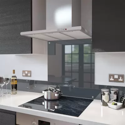 Anthracite Grey - Kitchen Glass Splashback With Fixing Holes - 60cm Wide x 75cm High