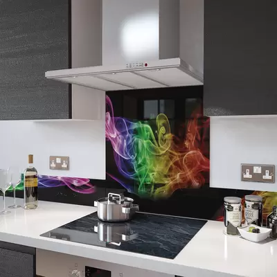 Digital Print Glass Upstand Black Rainbow Smoke 100cm x 14cm