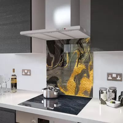 Glass Splashback in Black Gold - 100cm Wide x 100cm High