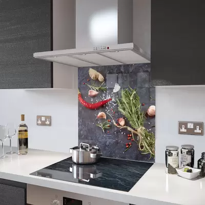 Herbs and Spices - Kitchen Glass Splashback - 90cm Wide x 40cm High