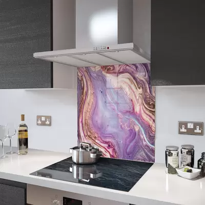 Glass Splashback With Fixing Holes in Liquid Amethyst - 60cm Wide x 100cm High