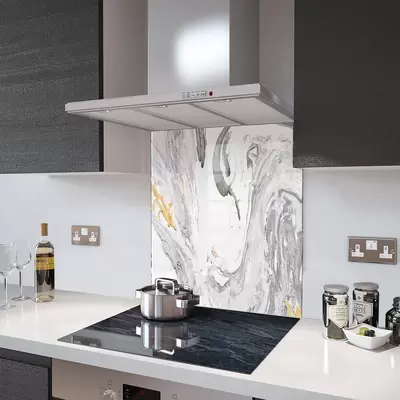 Glass Splashback With Fixing Holes in Liquid Azurite - 60cm Wide x 100cm High