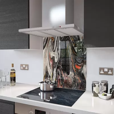 Glass Splashback in Liquid Black - 100cm Wide x 80cm High