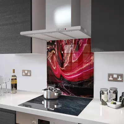 Glass Splashback With Fixing Holes in Liquid Lava - 60cm Wide x 100cm High