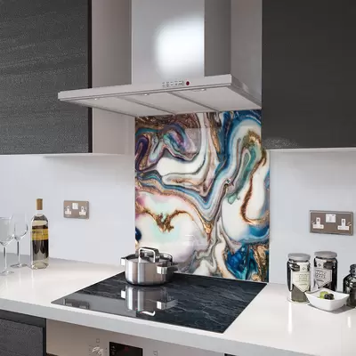 Glass Splashback With Fixing Holes in Liquid Pearl - 60cm Wide x 100cm High