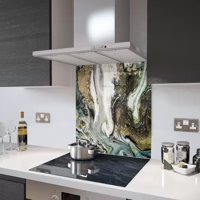 Glass Splashback in Liquid Space - 60cm Wide x 65cm High