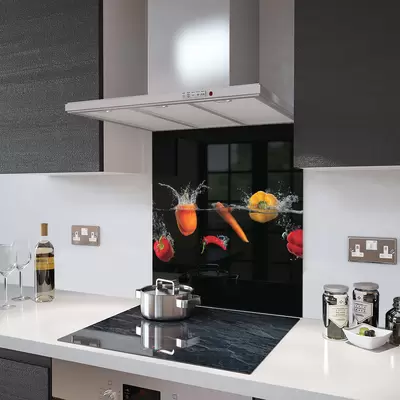 Peppers and Chilli Splash - Kitchen Glass Splashback - 90cm Wide x 40cm High