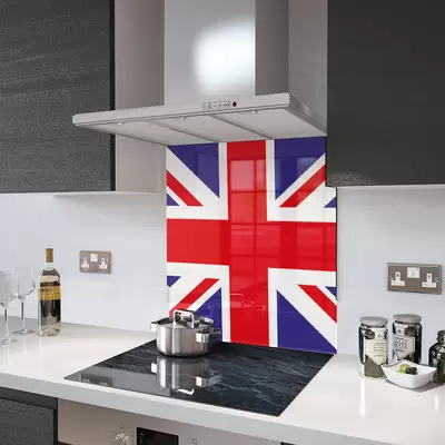 Glass Splashback With Fixing Holes in Union Jack - 60cm Wide x 100cm High