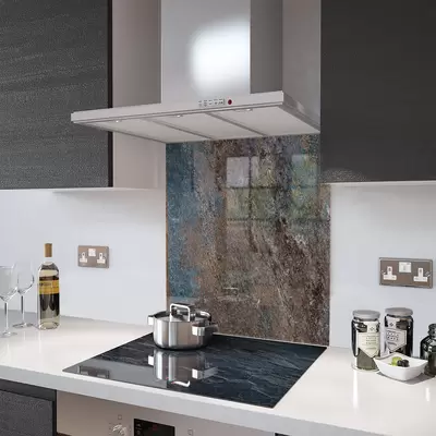 Glass Splashback With Fixing Holes in Concrete - 60cm Wide x 100cm High