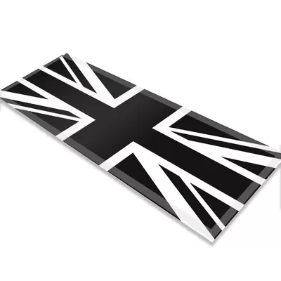 Glass Table Runner in Black N White Union Jack - 100cm Wide x 30cm High