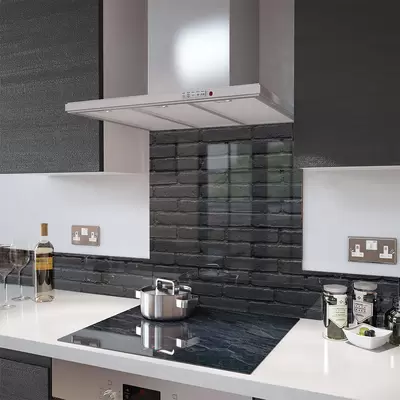 Digital Print Glass Upstand Black Brick 100cm x 14cm