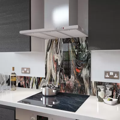Digital Print Glass Upstand Liquid Black 100cm x 14cm