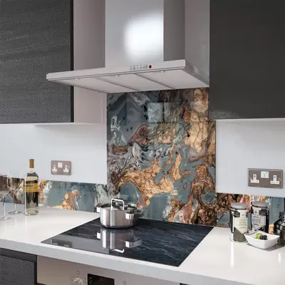 Digital Print Glass Upstand Liquid Gold 100cm x 14cm