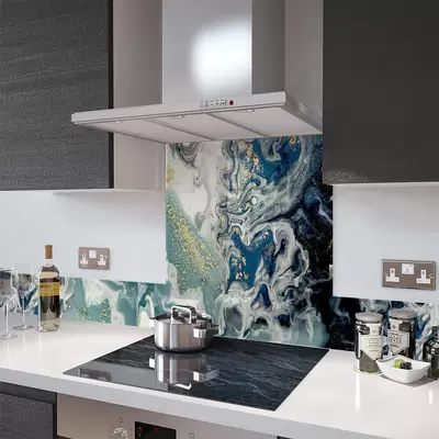 Digital Print Glass Upstand Liquid Ocean 100cm x 14cm
