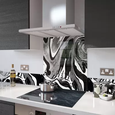 Digital Print Glass Upstand Liquid Onyx 100cm x 14cm