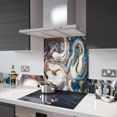 Digital Print Glass Upstand Liquid Pearl 100cm x 14cm