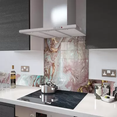 Digital Print Glass Upstand Liquid Stone 100cm x 14cm