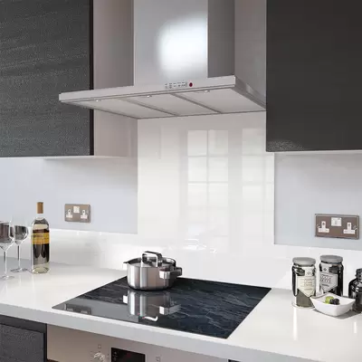 High Gloss White - Kitchen Glass Splashback - 40cm Wide x 90cm High