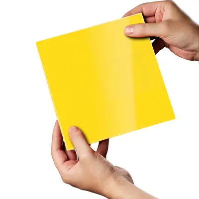 Yellow Glass Splashback Sample 140mm x 140mm