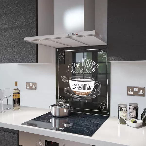 Glass Splashback With Fixing Holes in Flat White Coffee - 60cm Wide x 100cm High