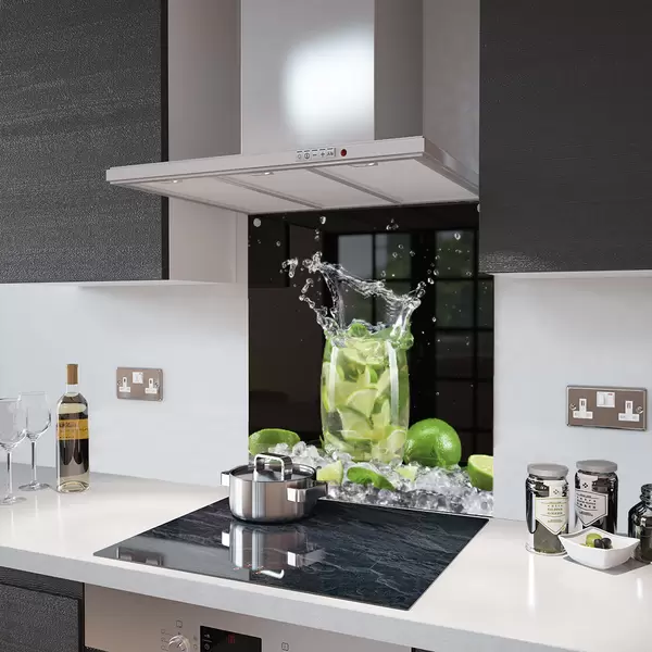 Glass Splashback With Fixing Holes in Mojito - 60cm Wide x 100cm High