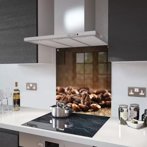 Glass Splashback With Fixing Holes in Coffee Beans - 60cm Wide x 100cm High