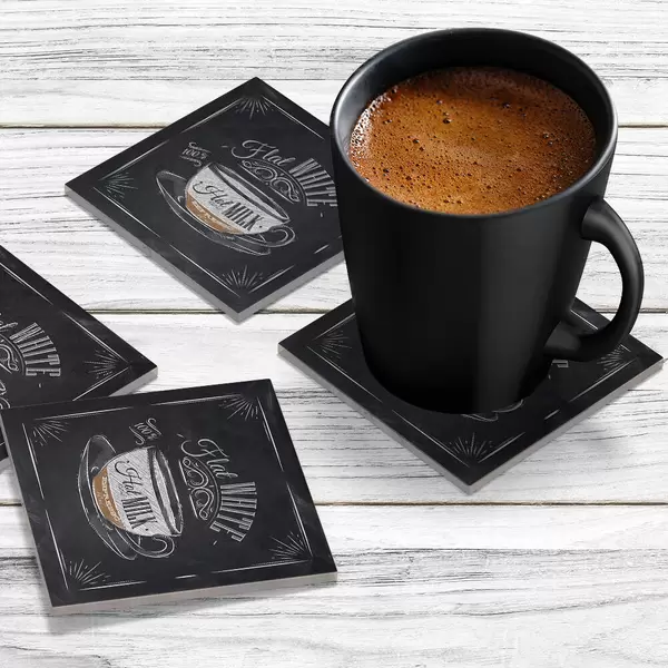 4 x Acrylic Coaster in Flat White Coffee