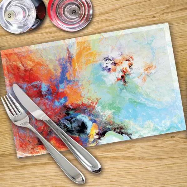 Glass Placemats x 4 In Abstract Sky