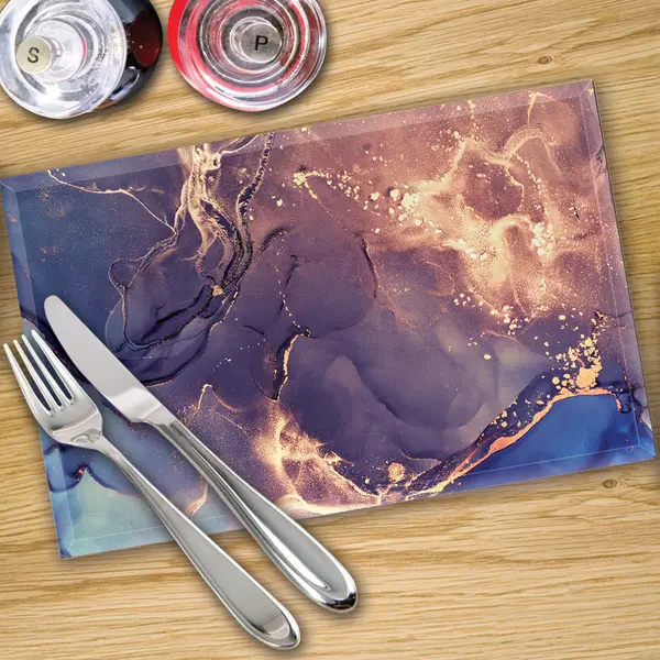 Glass Placemats x 4 In Blue Bronze