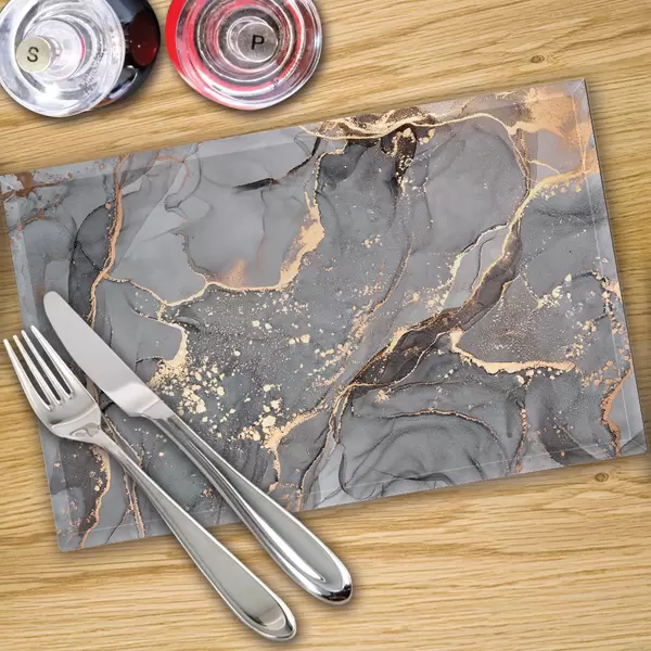 Glass Placemats x 4 In Liquid Grey