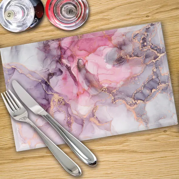 Glass Placemats x 4 In Liquid Pink Marble
