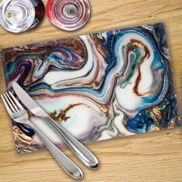 Glass Placemats x 4 In Liquid Pearl