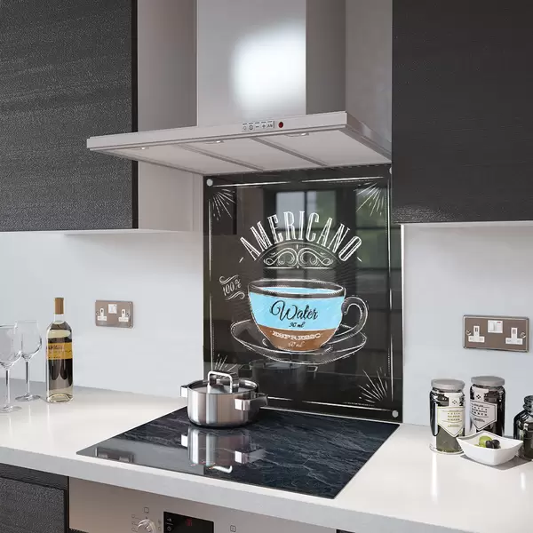 Glass Splashback With Fixing Holes in Americano Coffee - 60cm Wide x 100cm High