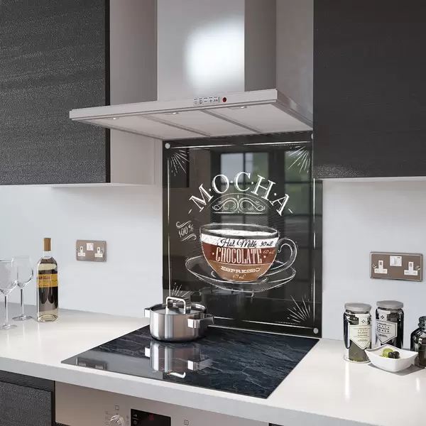 Glass Splashback With Fixing Holes in Mocha Coffee - 60cm Wide x 100cm High