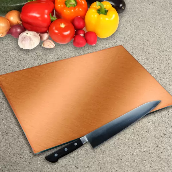 Glass Chopping Board - Worktop Saver In Brushed Copper