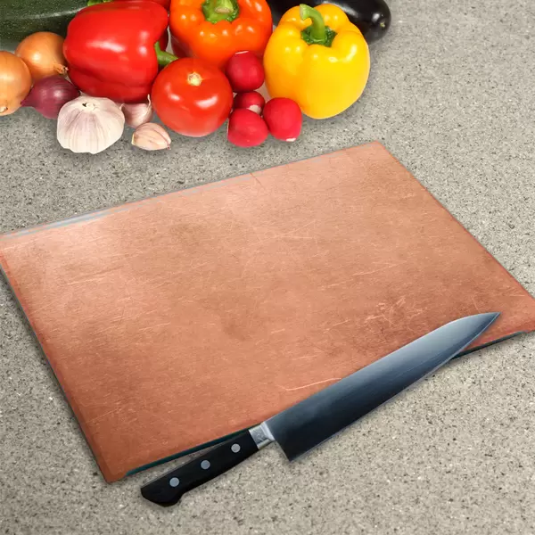 Glass Chopping Board - Worktop Saver In Distressed Copper