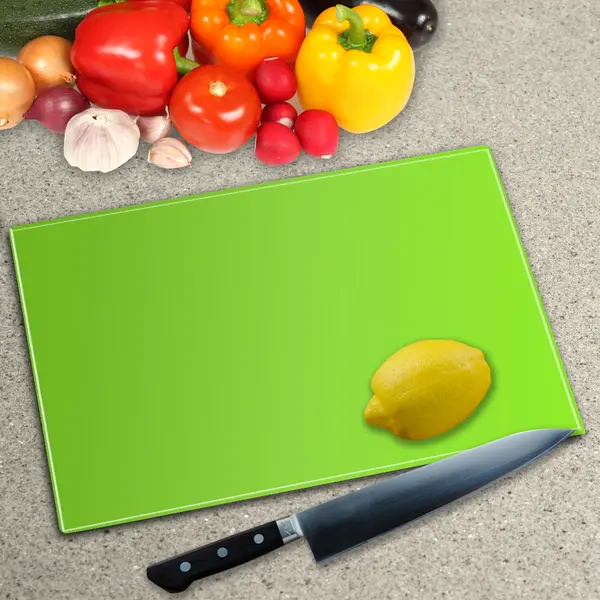 Lime Green Toughened Glass Worktop Saver Chopping Board