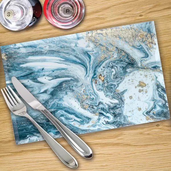 Digital Print Placemat x 4 - Liquid Aqua