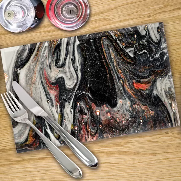 Digital Print Placemat x 4 - Liquid Black