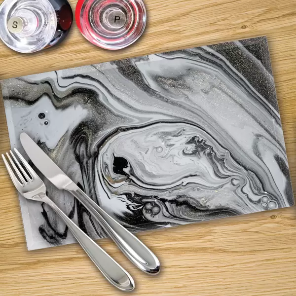 Digital Print Placemat x 4 - Liquid Silver