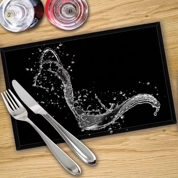 Digital Print Placemat x 4 - Splash On Black