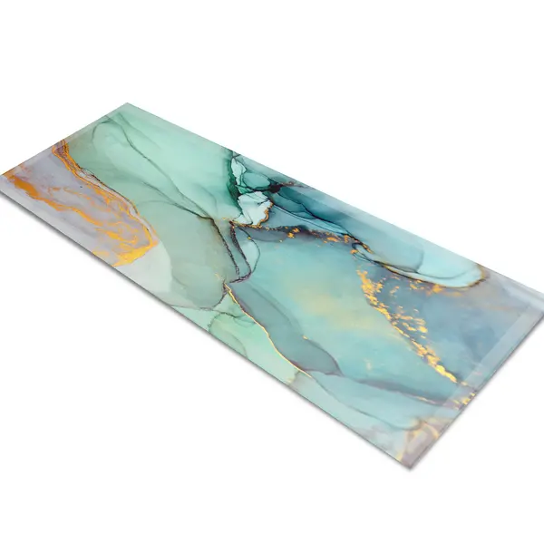 Glass Table Runner in Liquid Aquamarine - 80cm Wide x 30cm High
