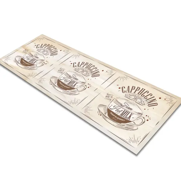 Glass Table Runner in Cappuccino Coffee Retro - 80cm Wide x 30cm High
