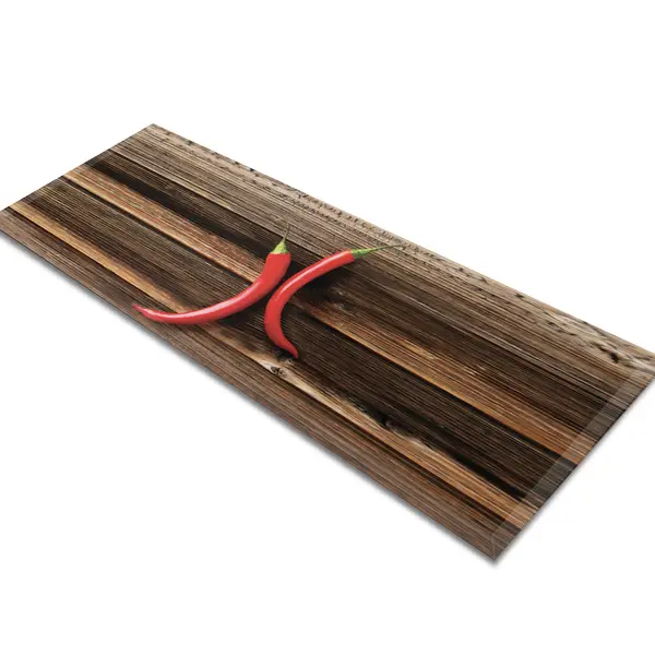 Glass Table Runner in 2 Chillies on Chopping Board - 80cm Wide x 30cm High